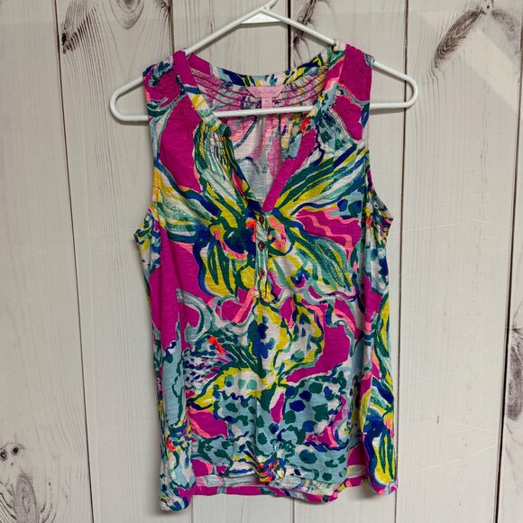Lilly Pulitzer Essie Tank Women’s Medium Multi Print Soft Knit EUC - Picture 1 of 10
